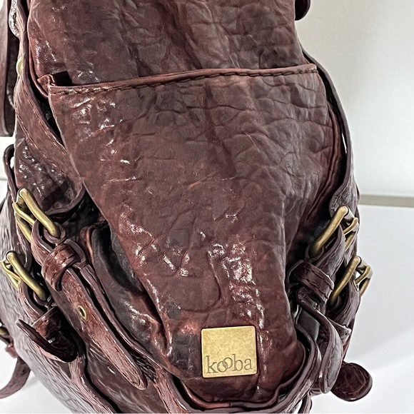 Kooba Ana Burgundy Glazed Pebble Leather Handbag - Picture 5 of 12